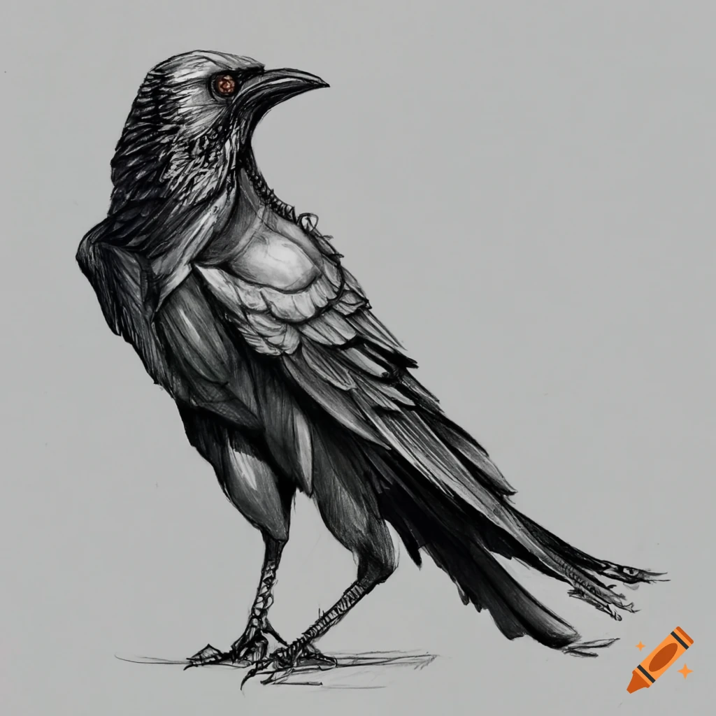 thumbs.dreamstime.com/z/eerily-realistic-crow-draw...