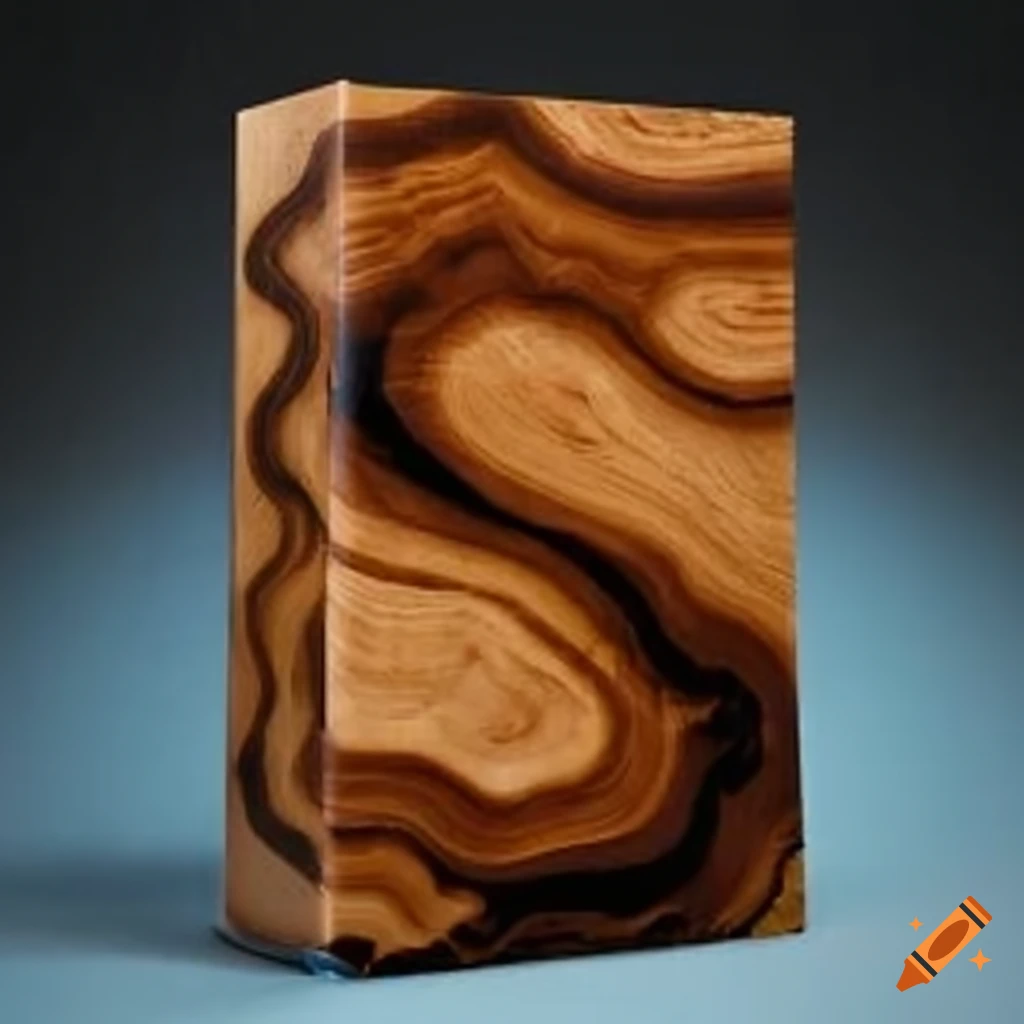 Index book, database, woodworking, wood and epoxy resin on Craiyon