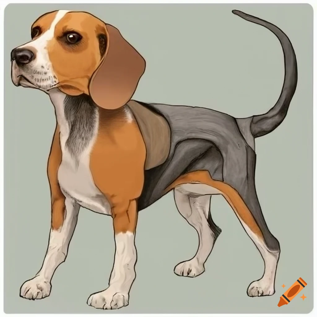 A scheme illustrating the anatomy of a beagle dog on Craiyon