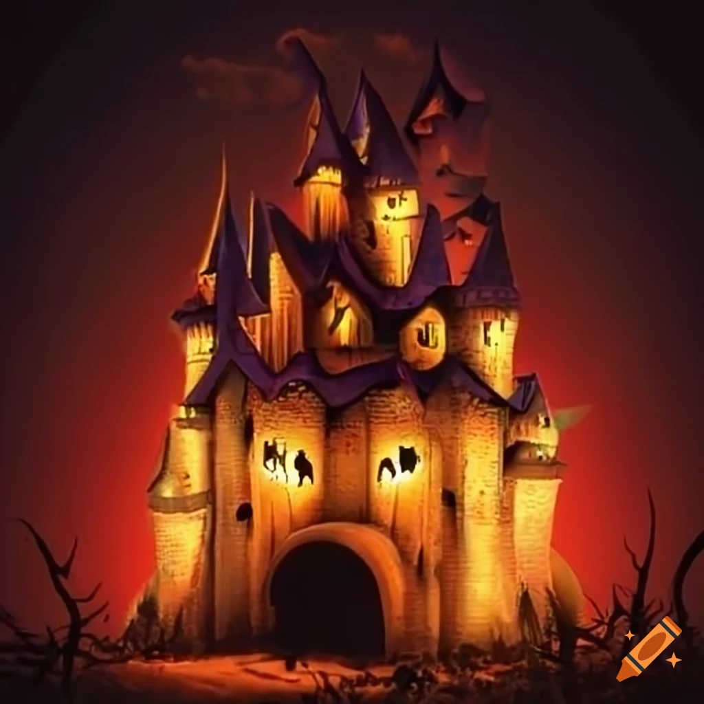 Halloween castle on Craiyon