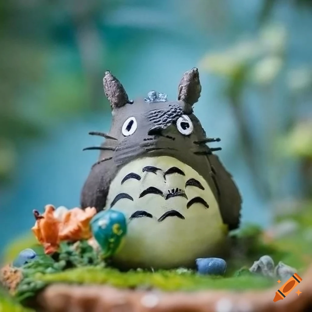 A mini totoro, miniature diorama on Craiyon