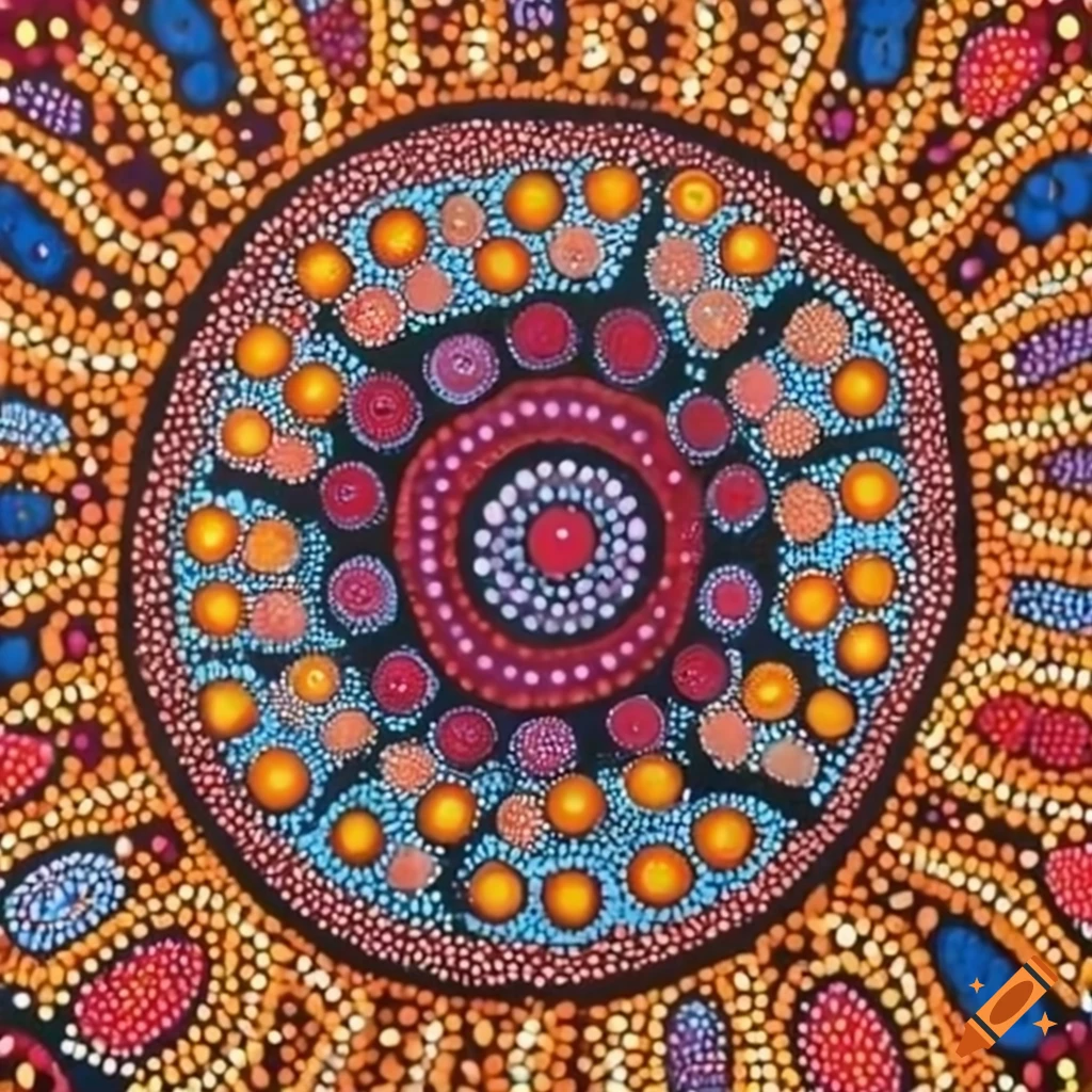 Vibrant Dot Painting Showcasing Australian Indigenous Artistry On Craiyon