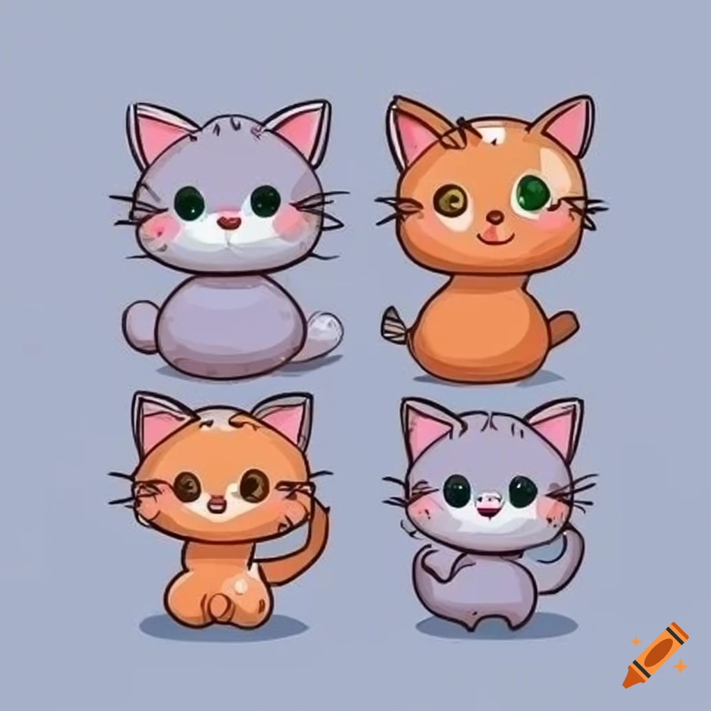 Kawaii Cat Icon Cute Animal Vector Graphic Stock Illustration