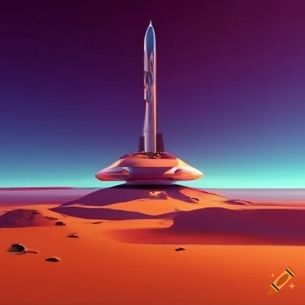 futuristic space port on a high desert plateau