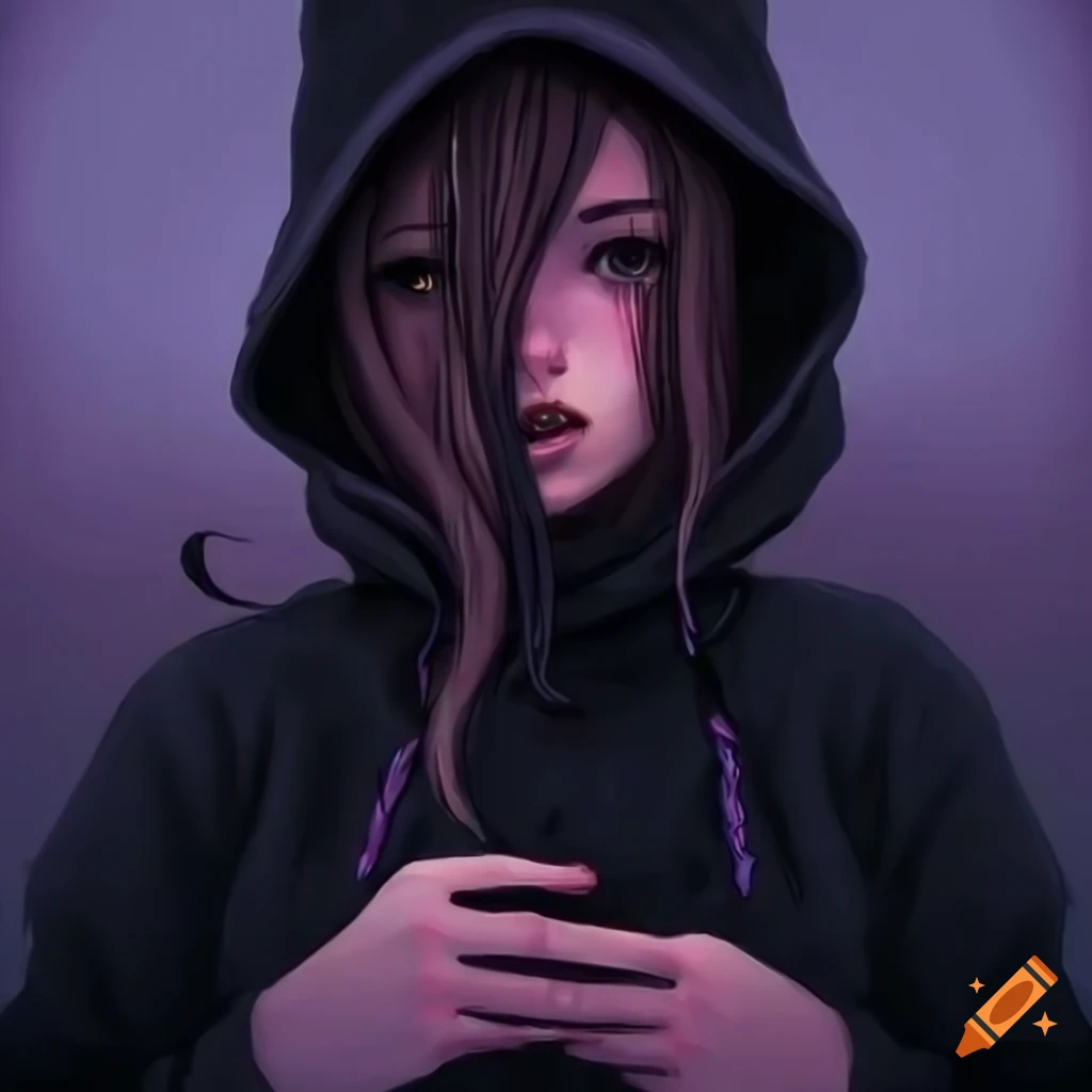 sad girl with hoodie