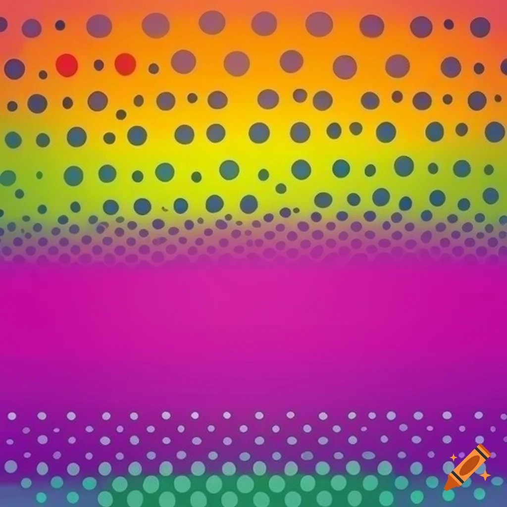 Polka dot background, bright colors, megalopolis silhouette, pop