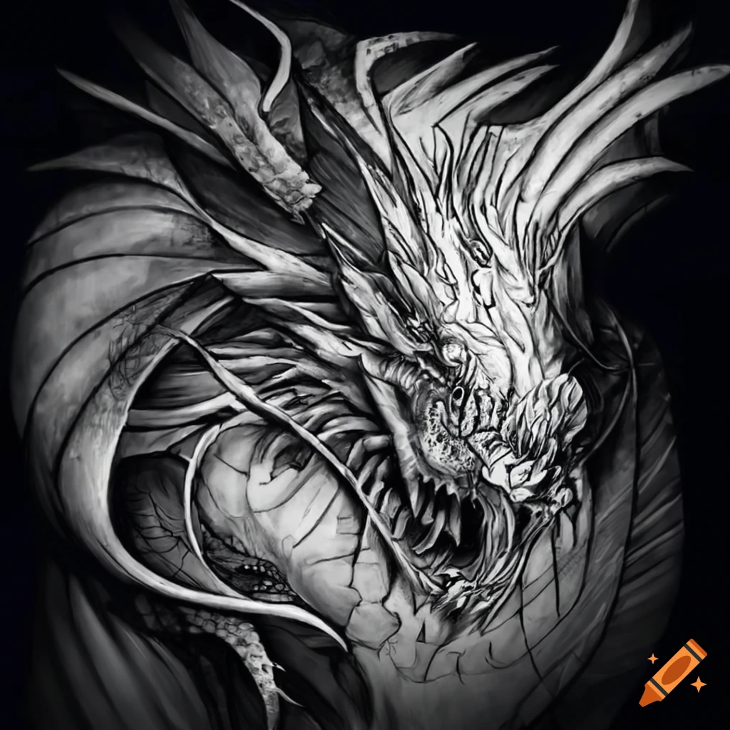 Black and White Chinese Dragon Tattoo | Chinese Temple