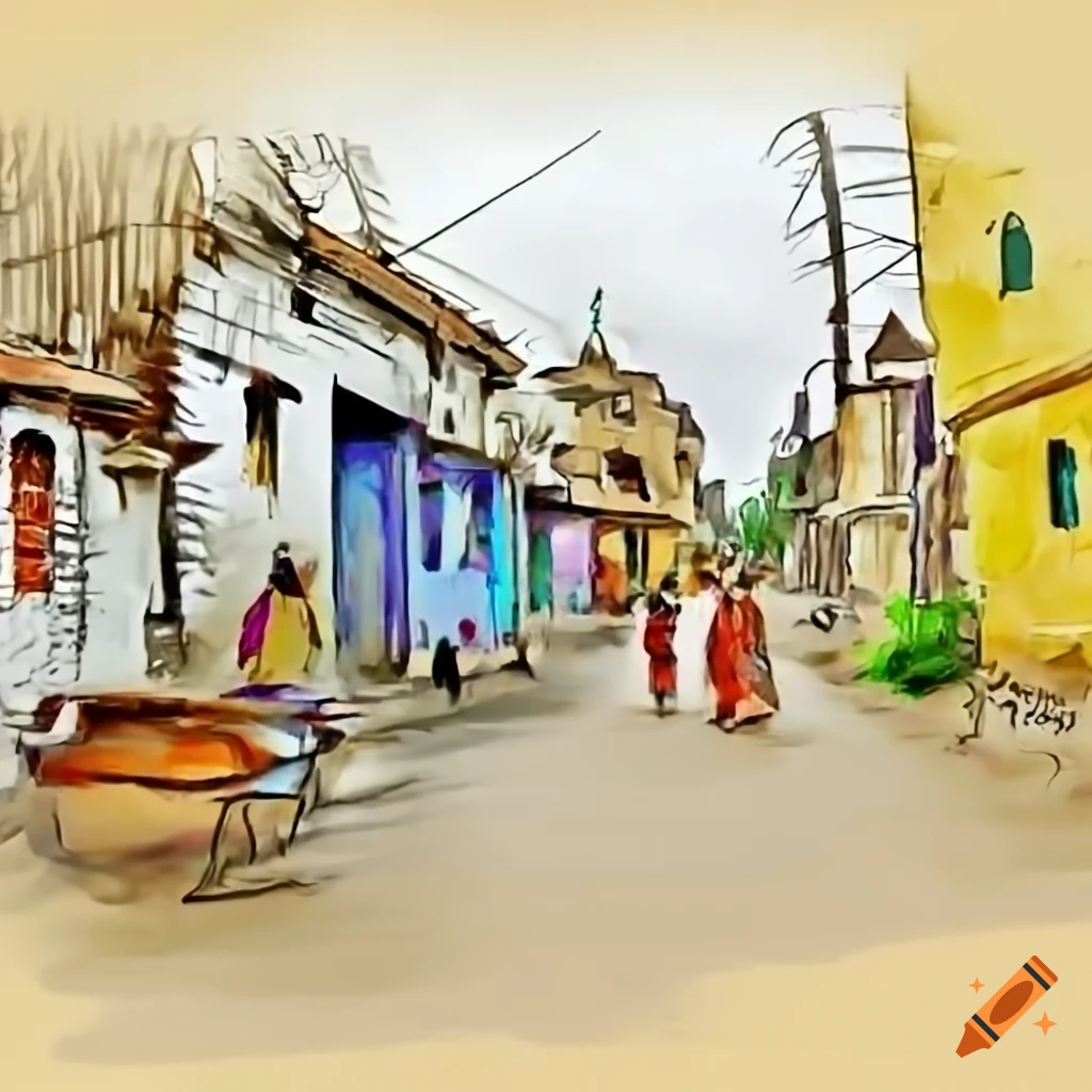 beautiful easy circle scenery drawing#village vs City drawing like and  subscribe my channel - YouTube