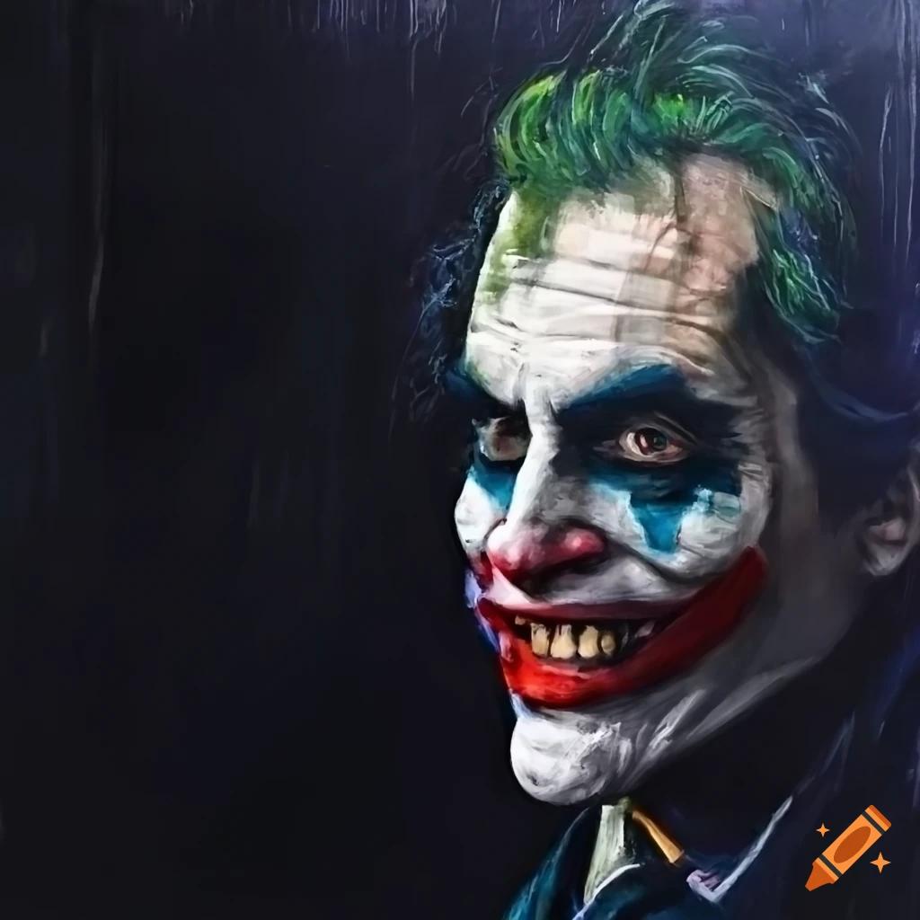 Impresionist painting of steven ogg as the joker, city at night ...