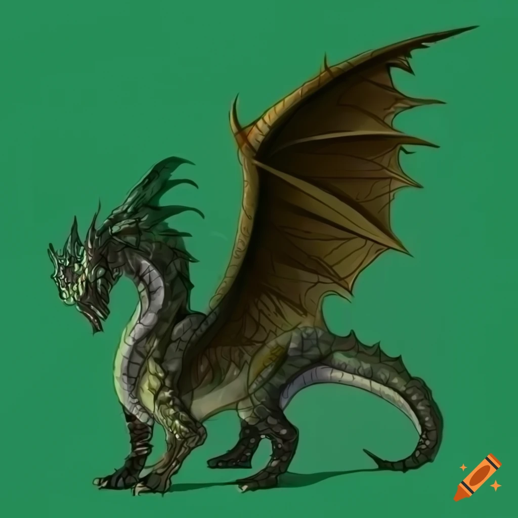 Concept designs of a dragon. full dragon body. dragon has four 