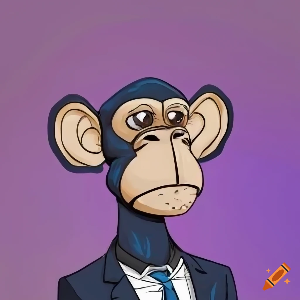 An illustration in nft male bored ape style for making avatar in social  media and avatar in crypto and business business on Craiyon