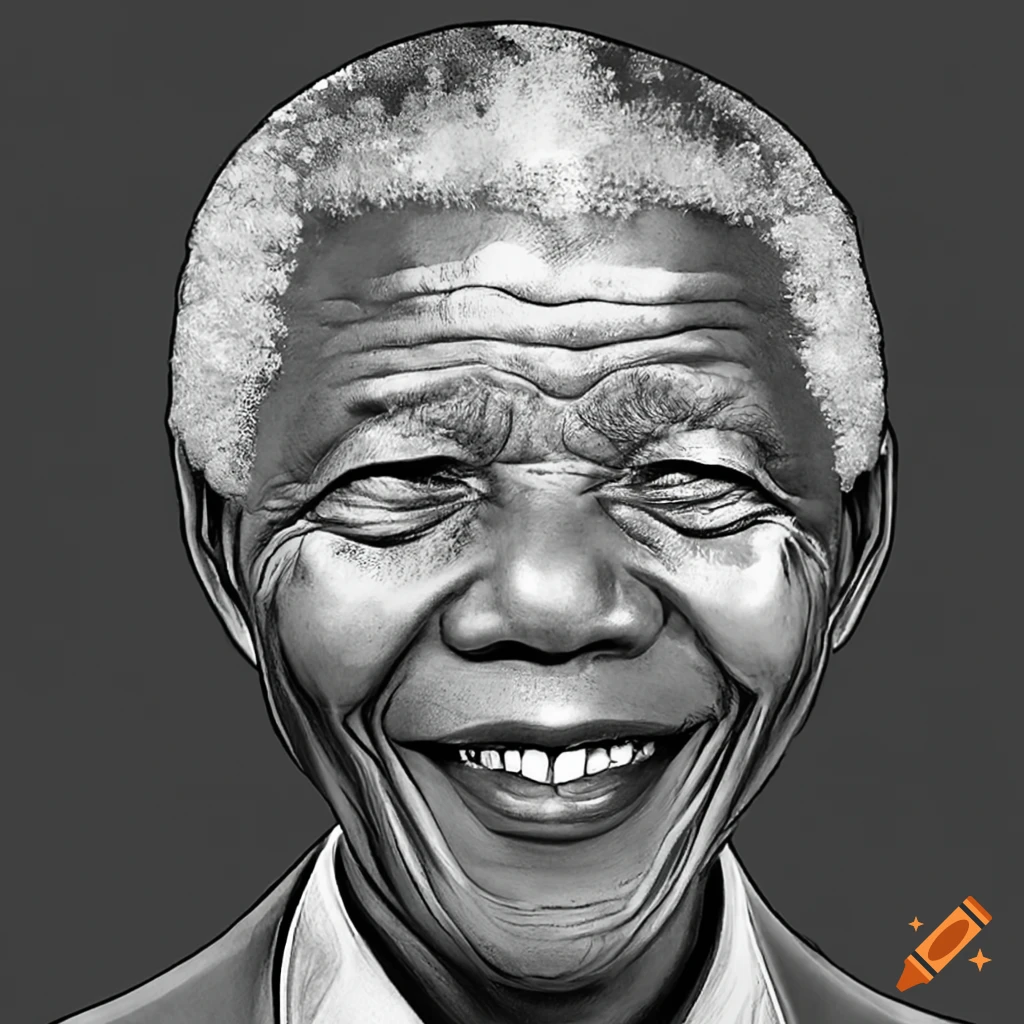 A portrait of Nelson Mandela. Hand drawn