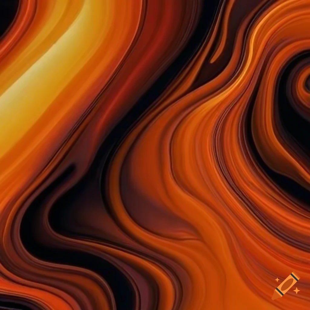 An ultra high resolution beautiful abstract swirly mix of deep burnt orange,  pale yellow sand colour and streaks of striking dark black, hyper detailed,  beautiful fine art on Craiyon