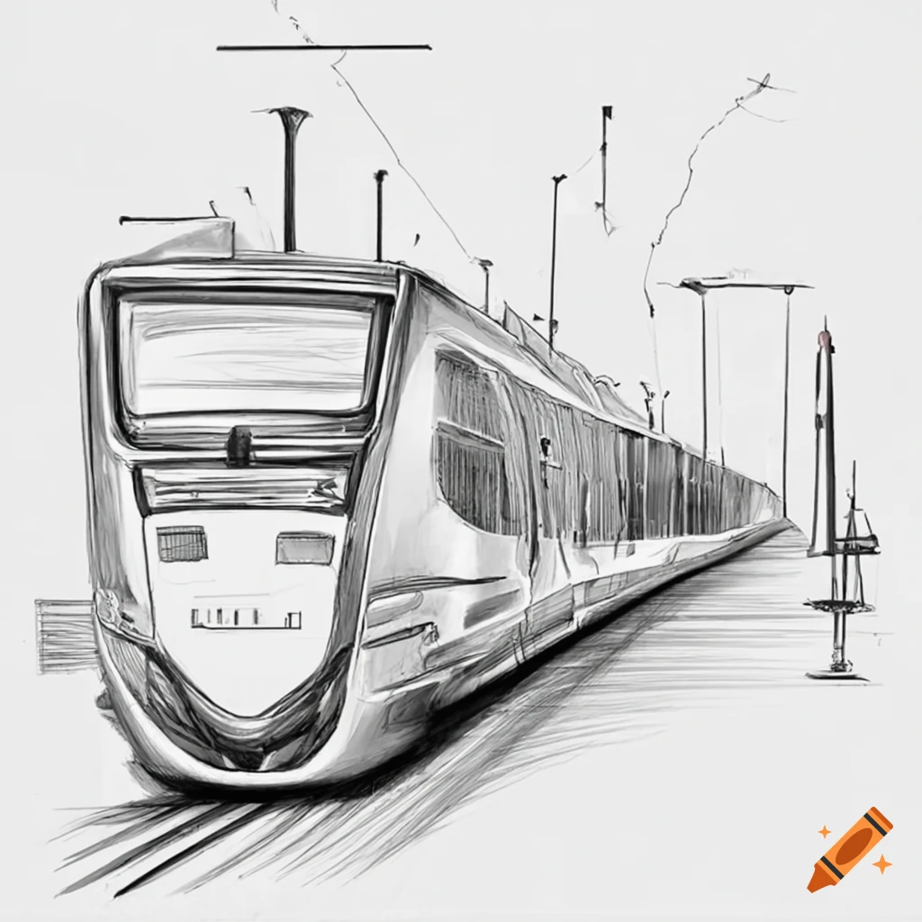 Modern Speed Train Concept Sketch, Railway, Engine, Wireframe PNG  Transparent Image and Clipart for Free Download