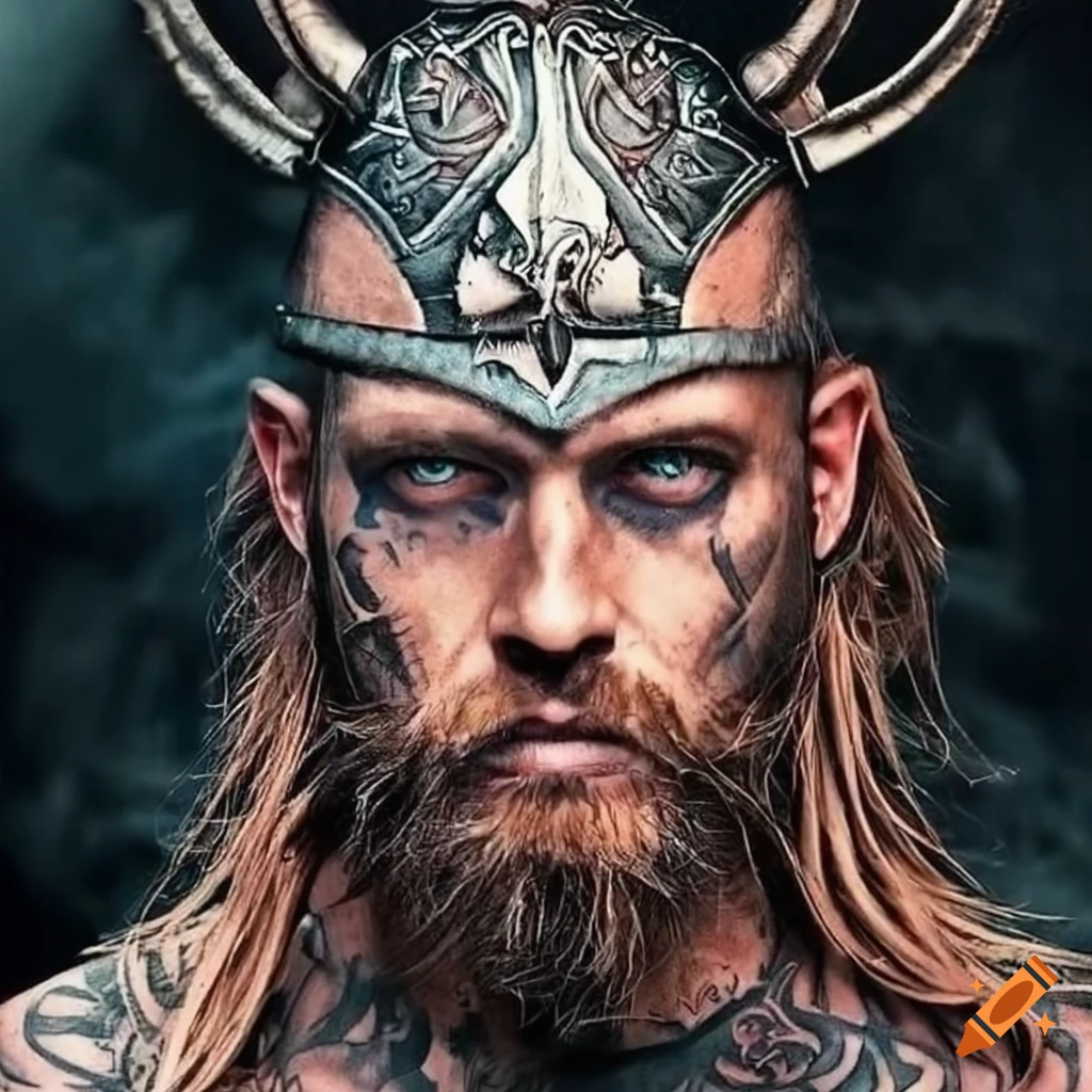 Handsome Skinny Viking With Face Tattoo On Craiyon