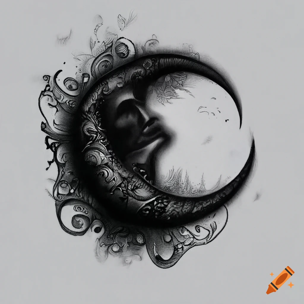 Premium Vector | Crescent moon of flowers vector hand drawn illustration tattoo  design logo wedding invitation