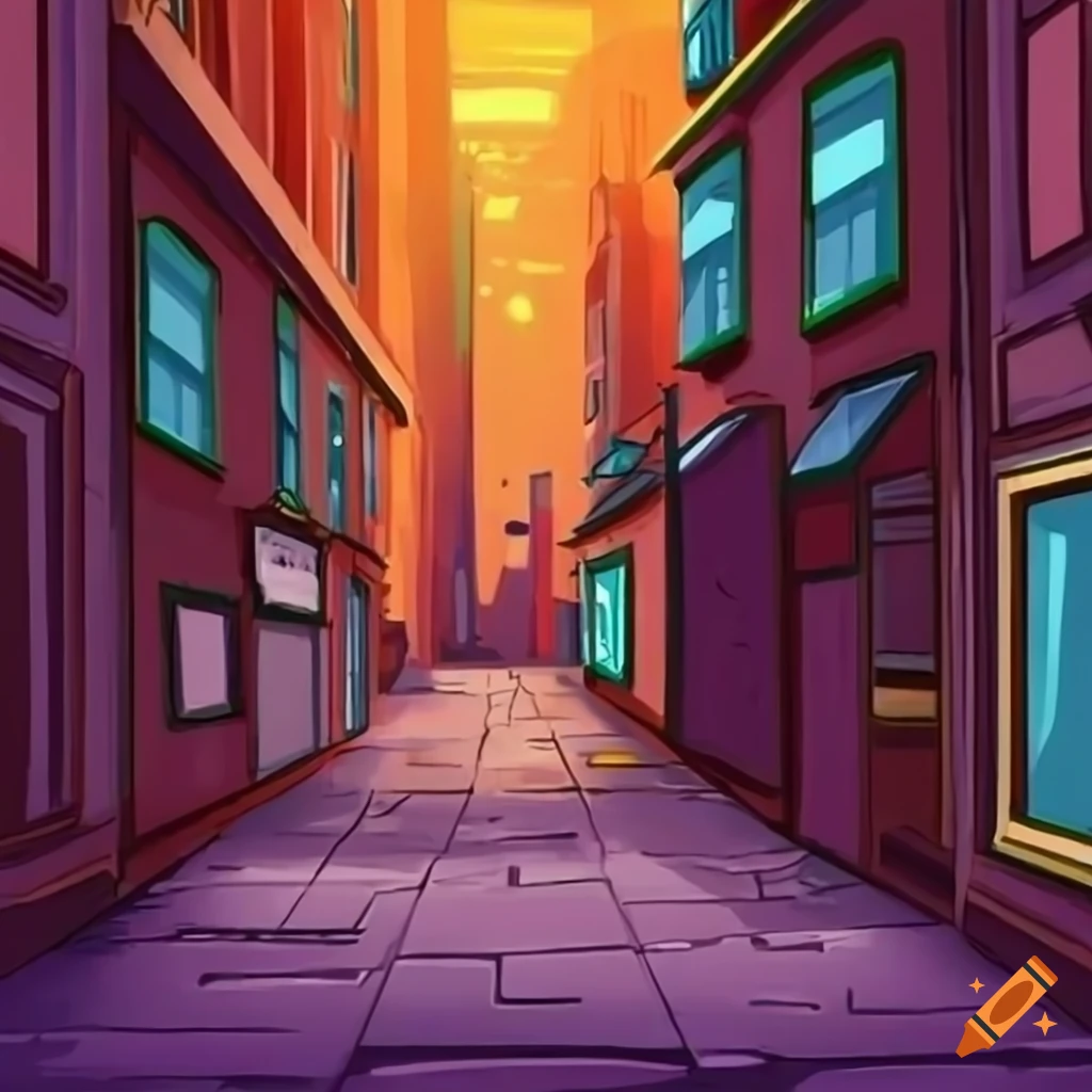 Cartoon street alley background