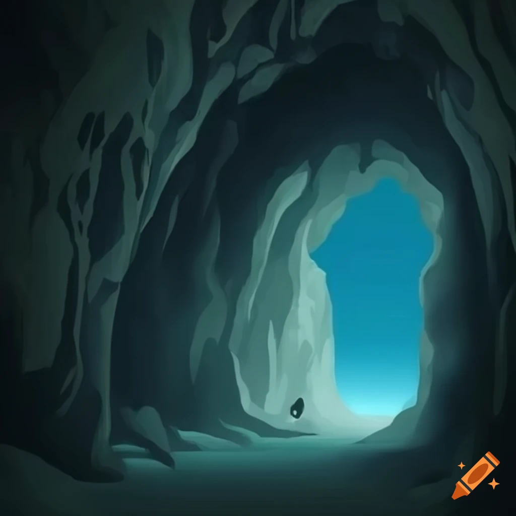 A dark entrance to a cave on Craiyon