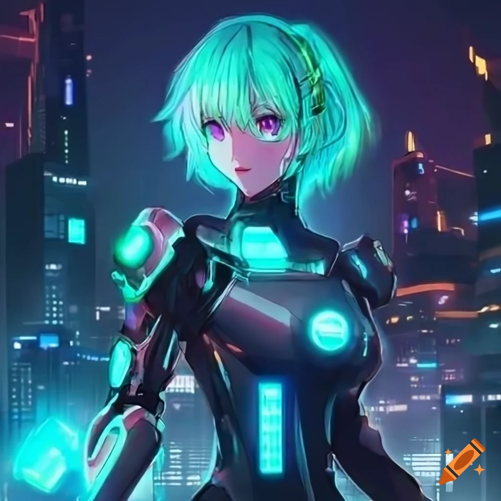 anime, cyber, girl, wings, cyber girl - SeaArt AI