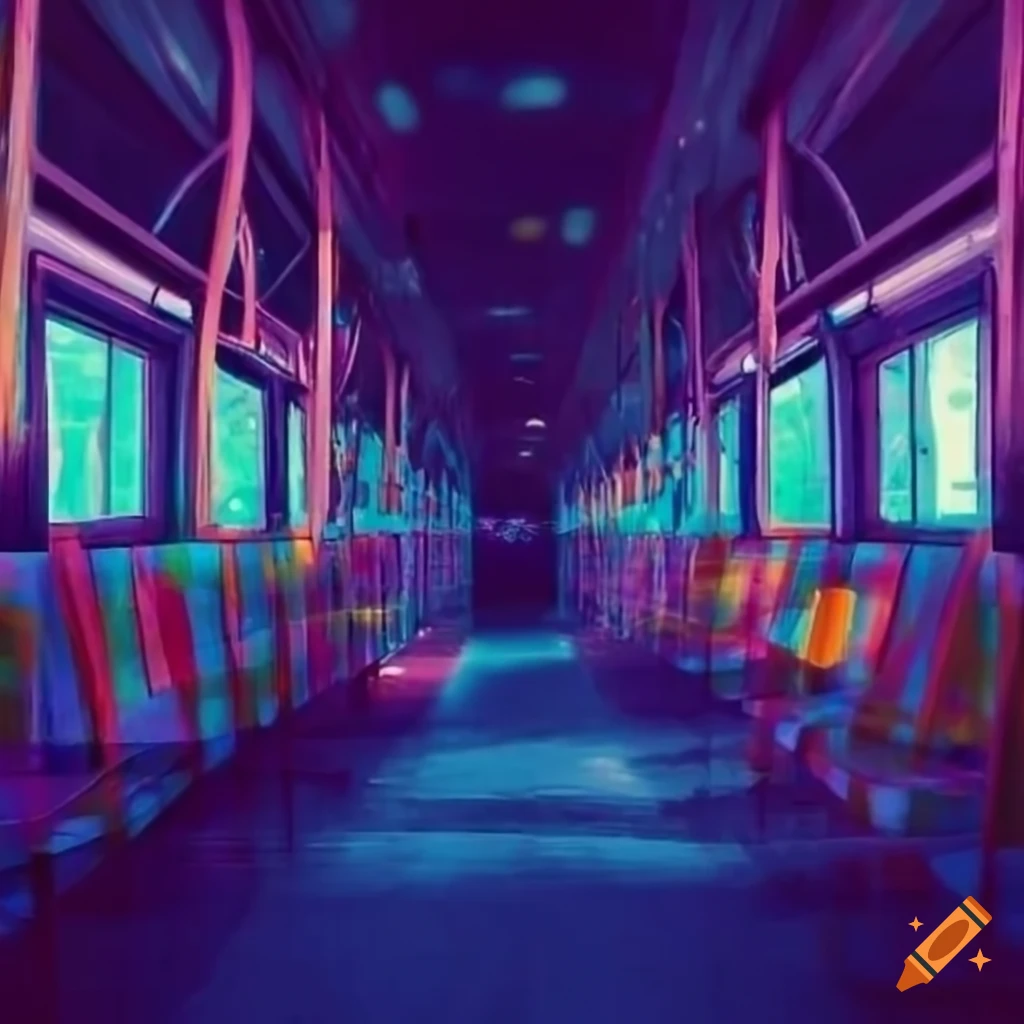 Weirdcore dreamcore aesthetic bus background inside
