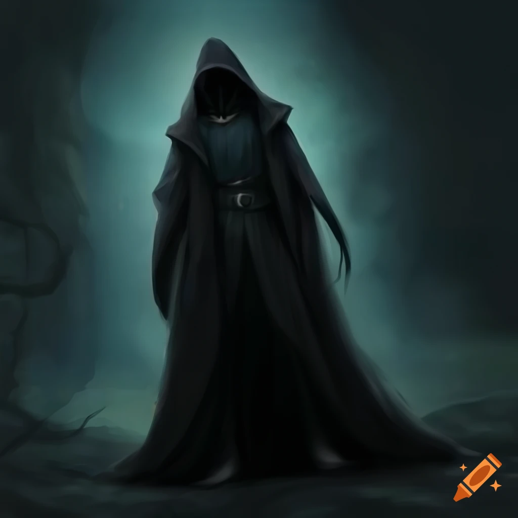 Mage with black hooded robes