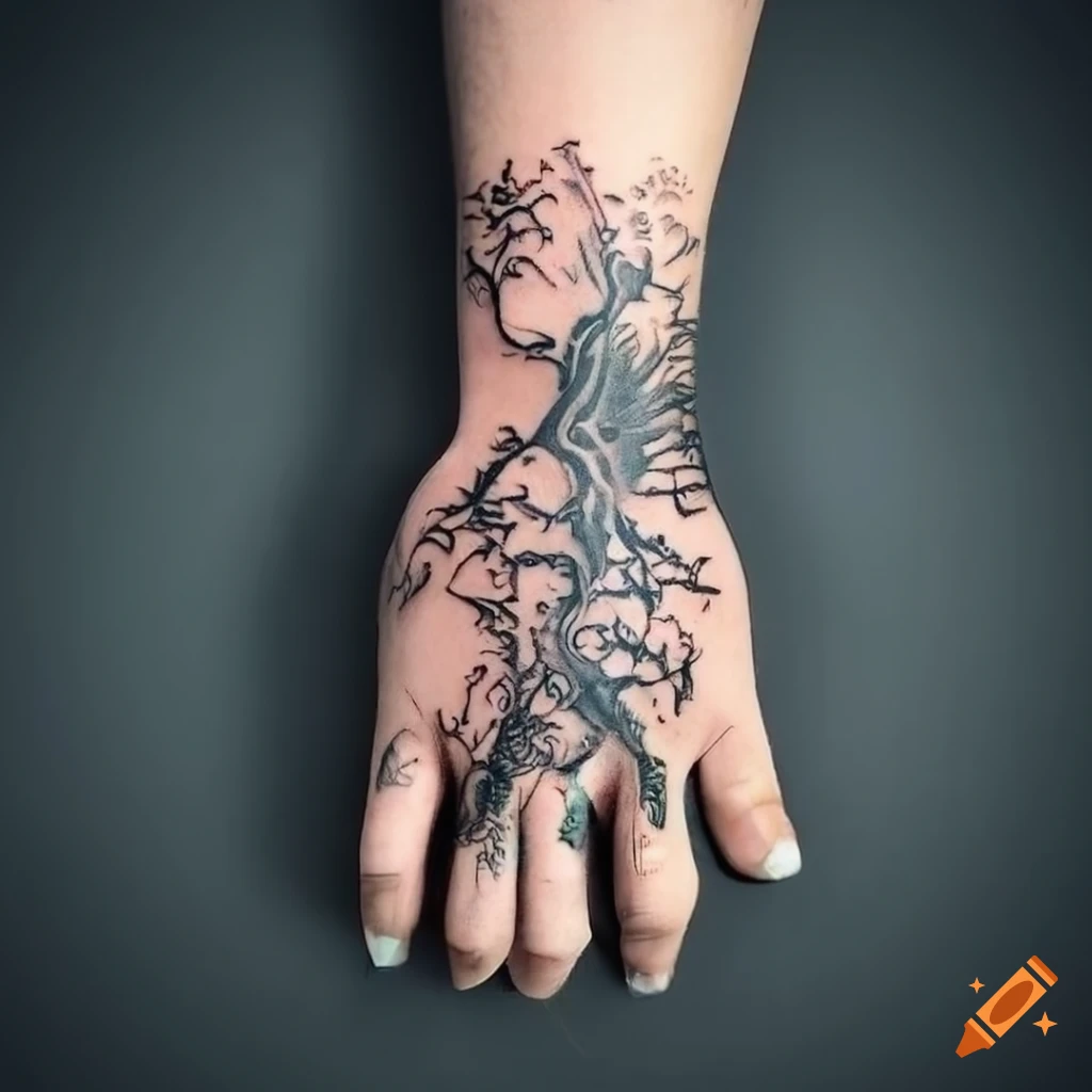 Tree with roots tattoo on the forearm - Tattoogrid.net