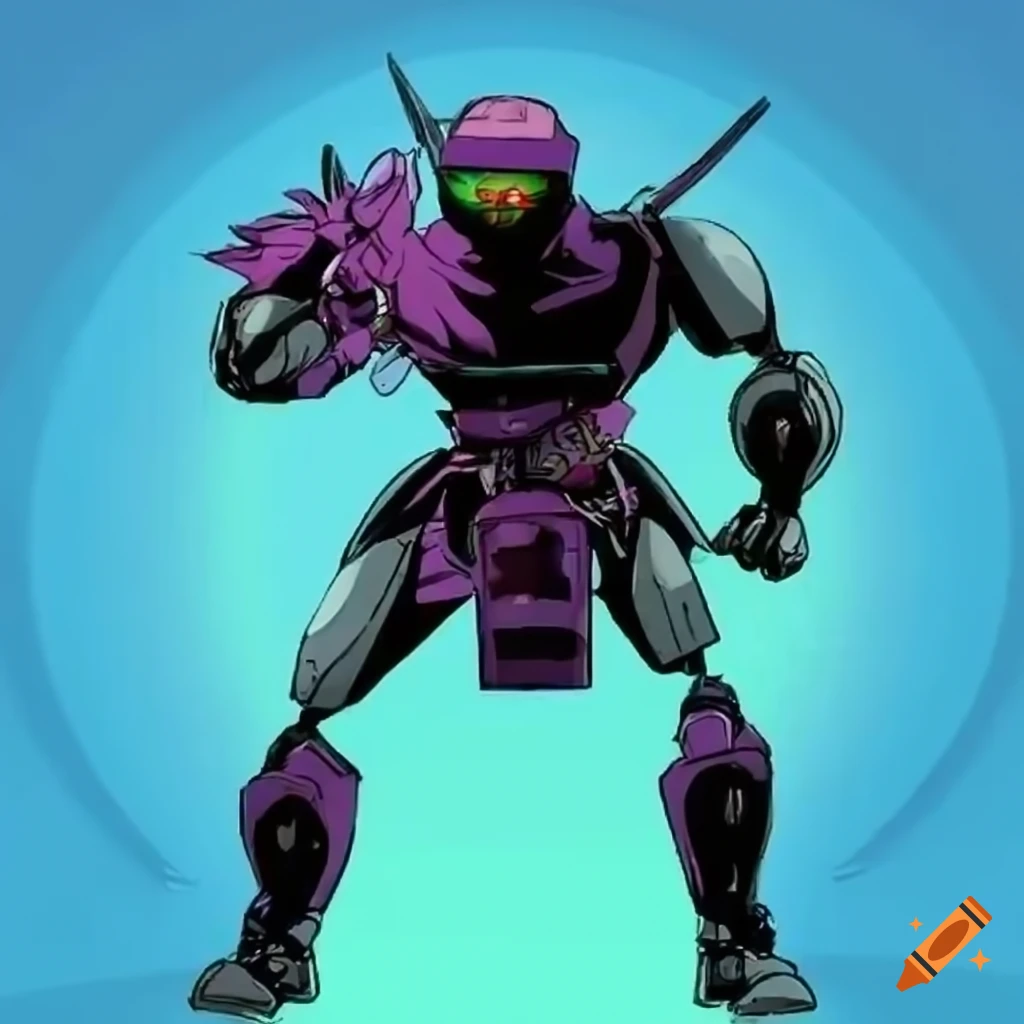 A full body of a robot ninja in the style of 90s anime on Craiyon