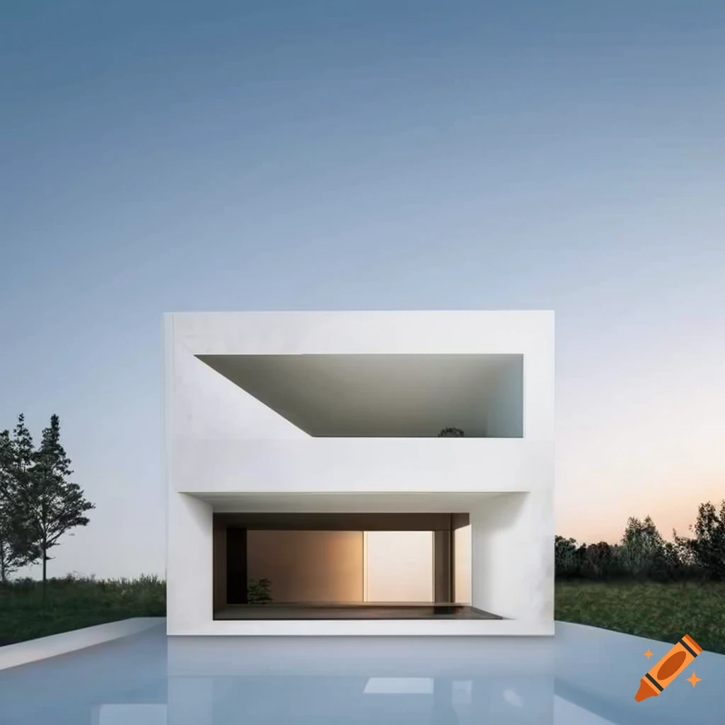 Minimalist white concrete house concept on Craiyon