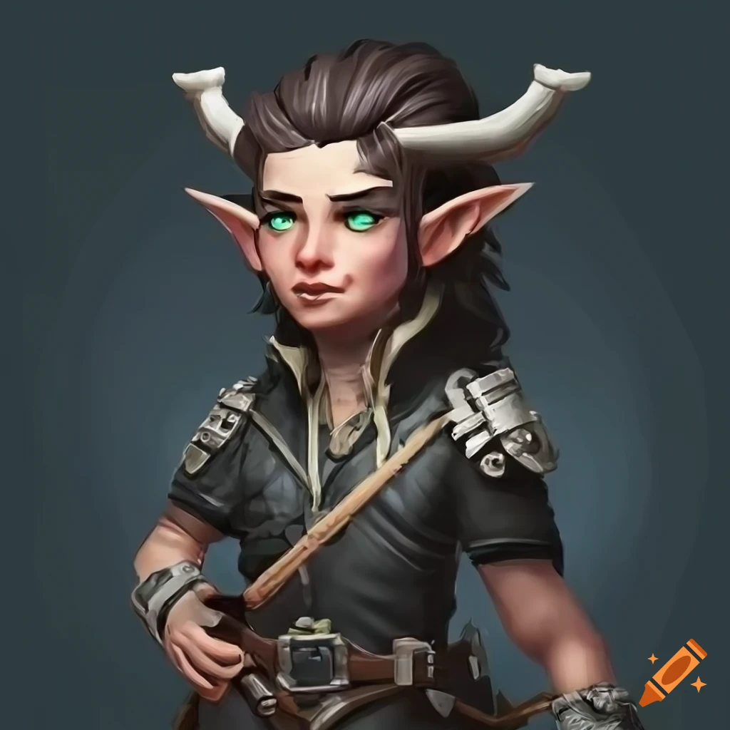 Young male satyr rogue scout dungeons and dragons wearing black clothes