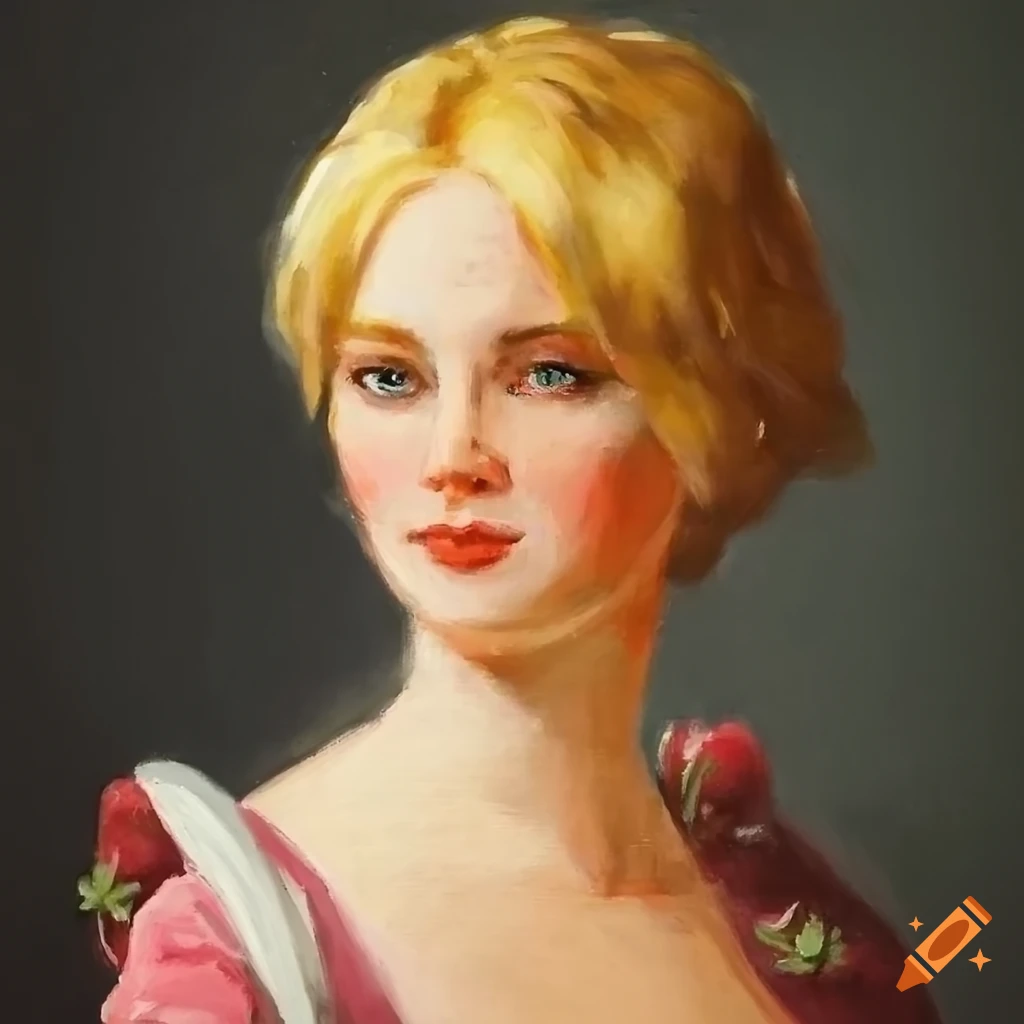 old painting of a strawberry blonde woman