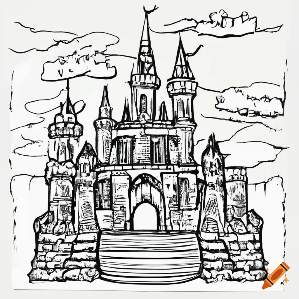 Premium Vector | Castle history castle masonry castle wall black color in  sketch style vector illustration