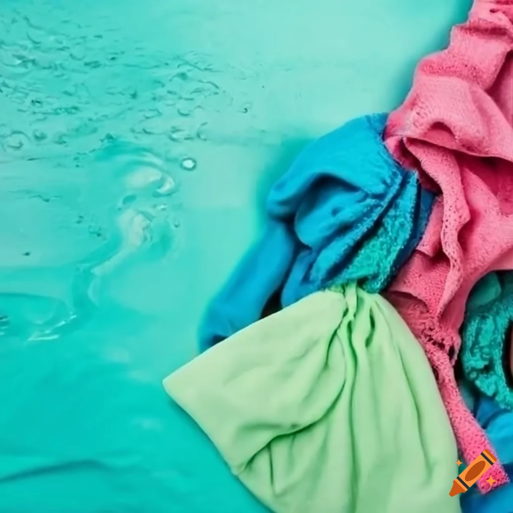 Washing, cleaning clothes, on a turquoise background