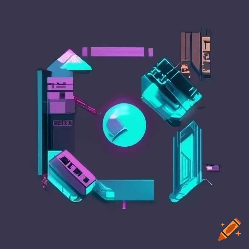 Cyberpunk website elements, icons, shapes on Craiyon