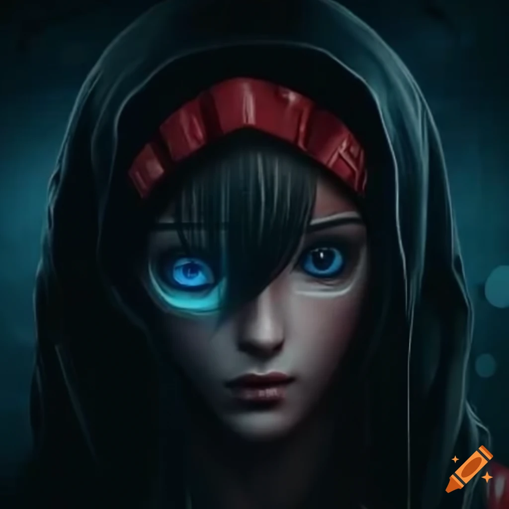 Download A Black Anime Character With Blue Eyes