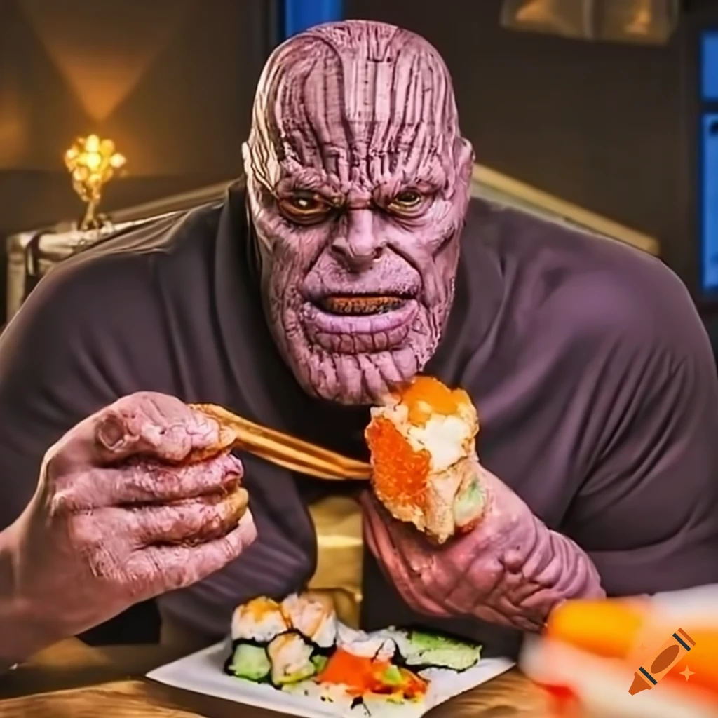 Thanos eating sushi