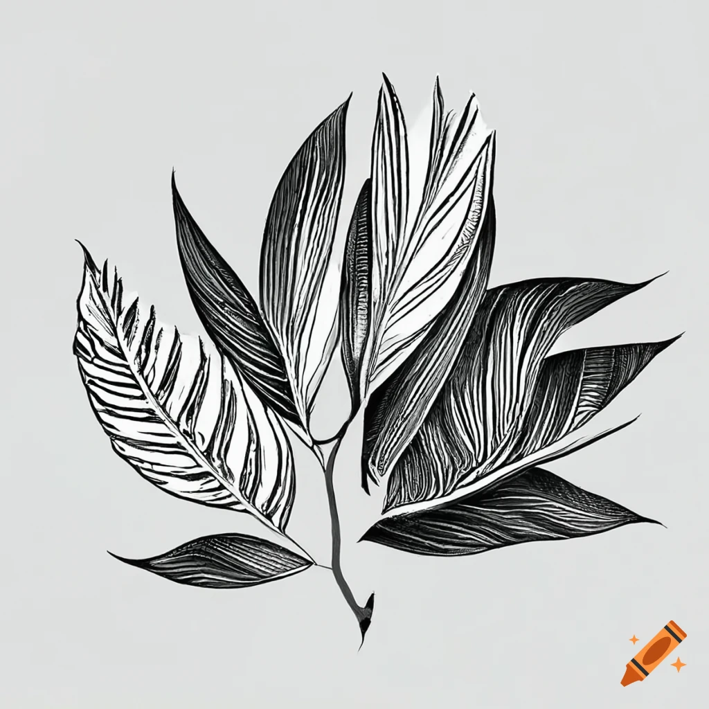 skeletal dry mango leaves and leaf white black isolated line design on  white background illustration vector Stock Vector | Adobe Stock