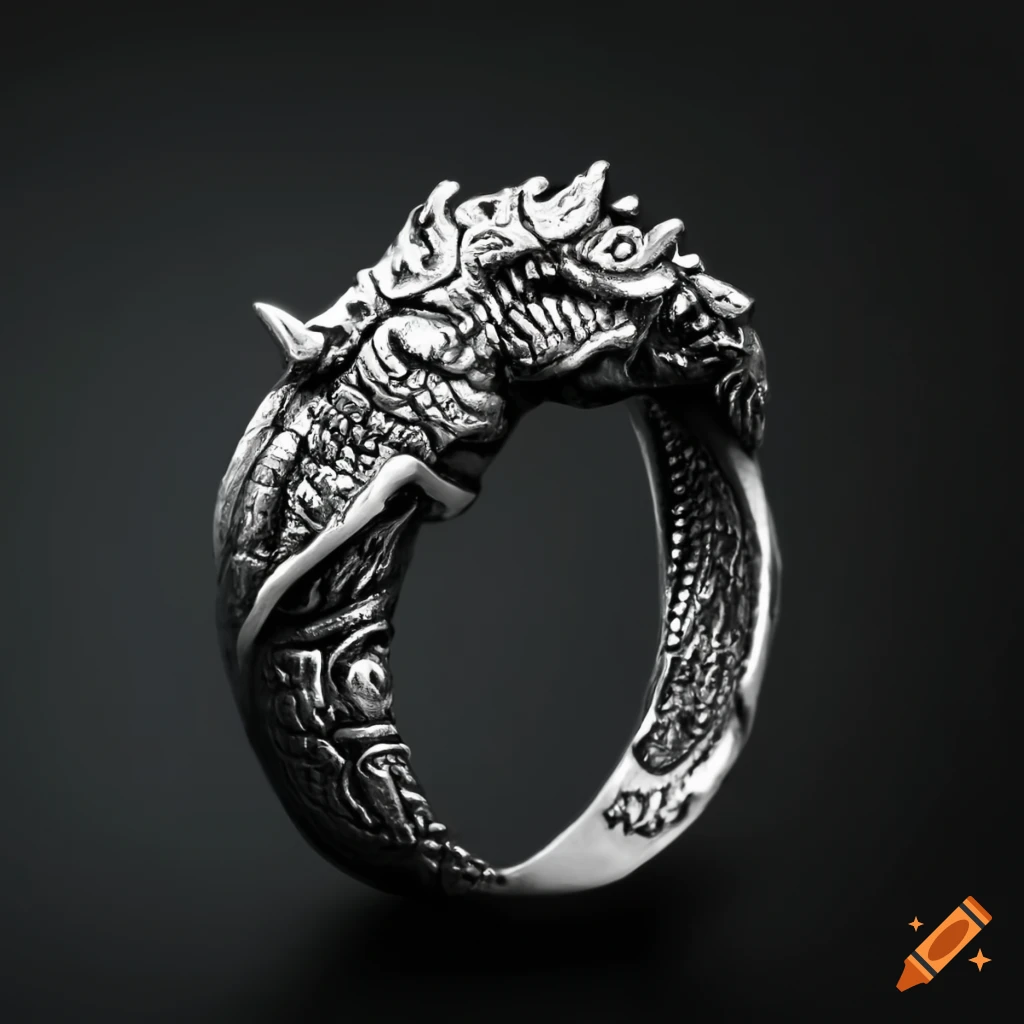 Ring of magic metal with jormungandr on Craiyon