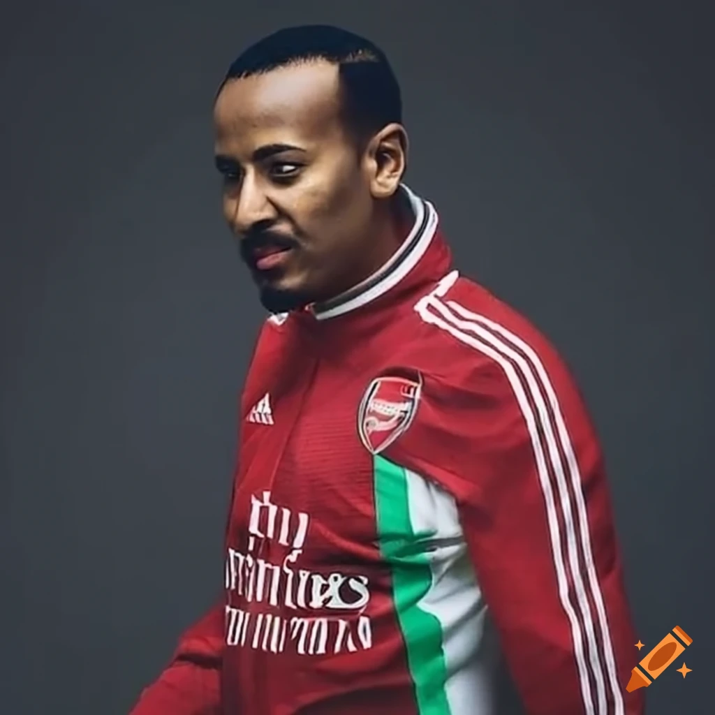 Draw Dr Abiy Ahmed playing for arsenal football club
