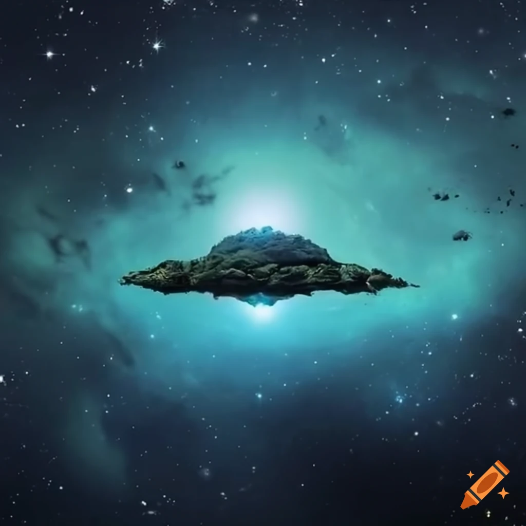 a solitary island floating in a vast cosmic void