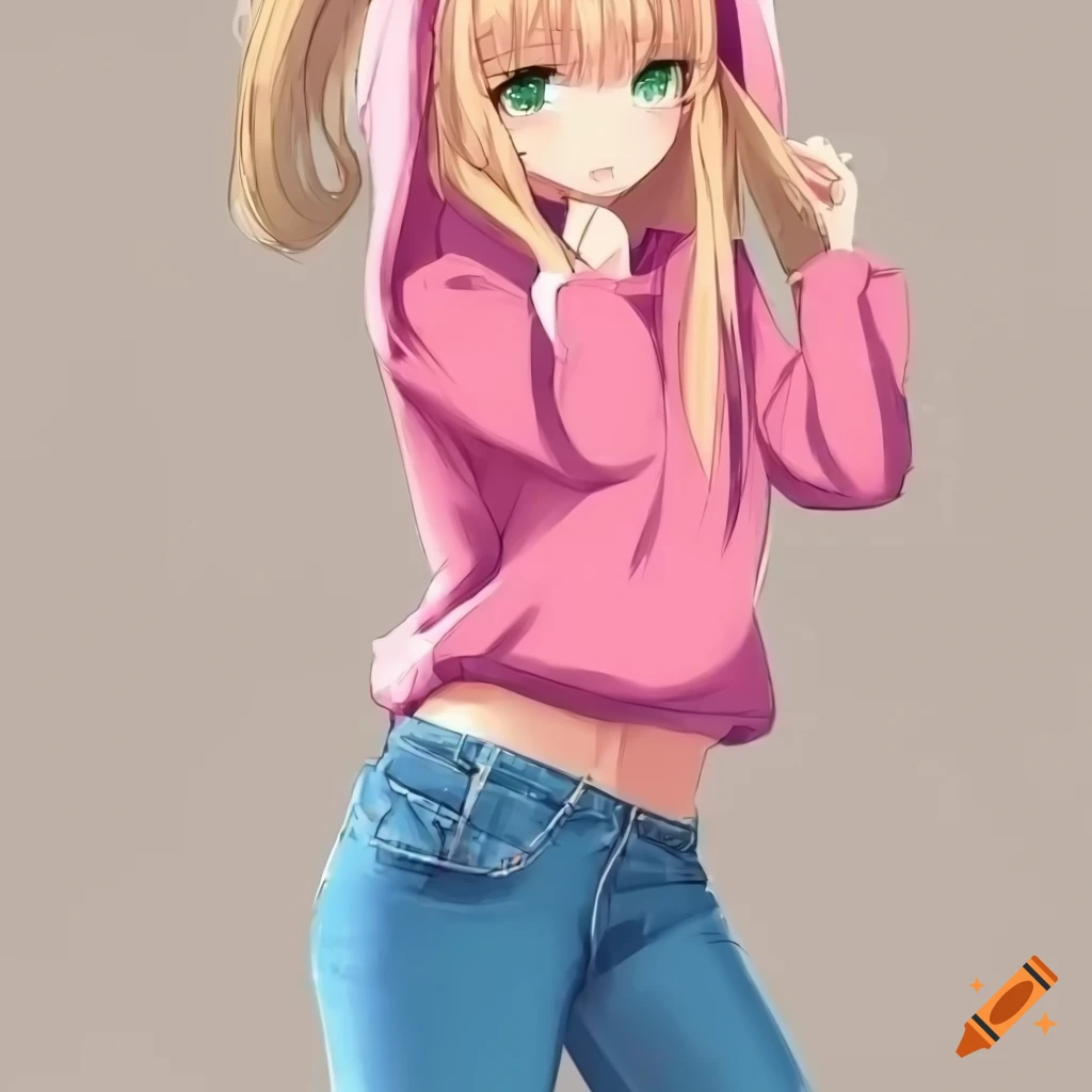 Blonde Girly Anime Pigtails