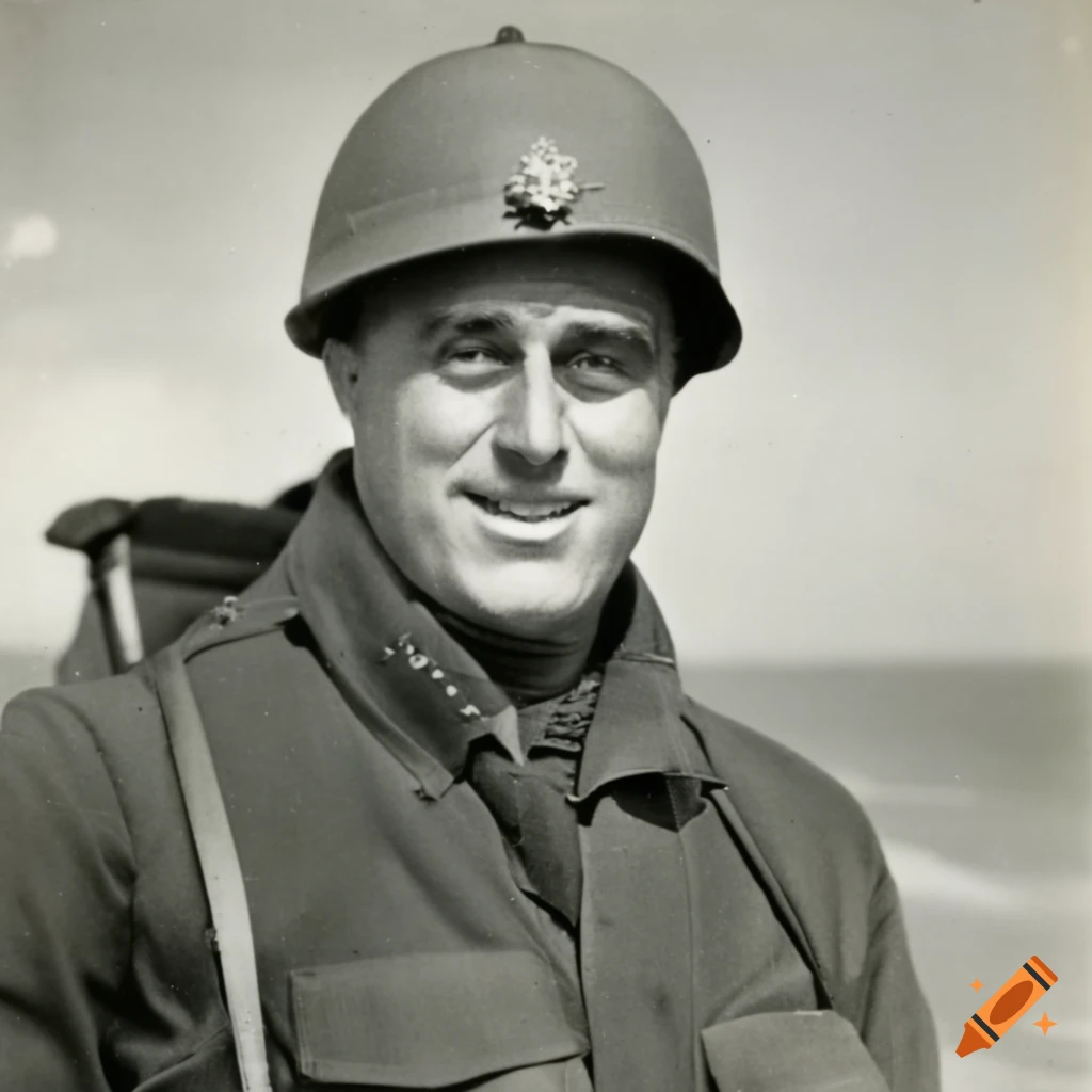 Vintage photograph of franklin roosevelt as a soldier in ww2 on the