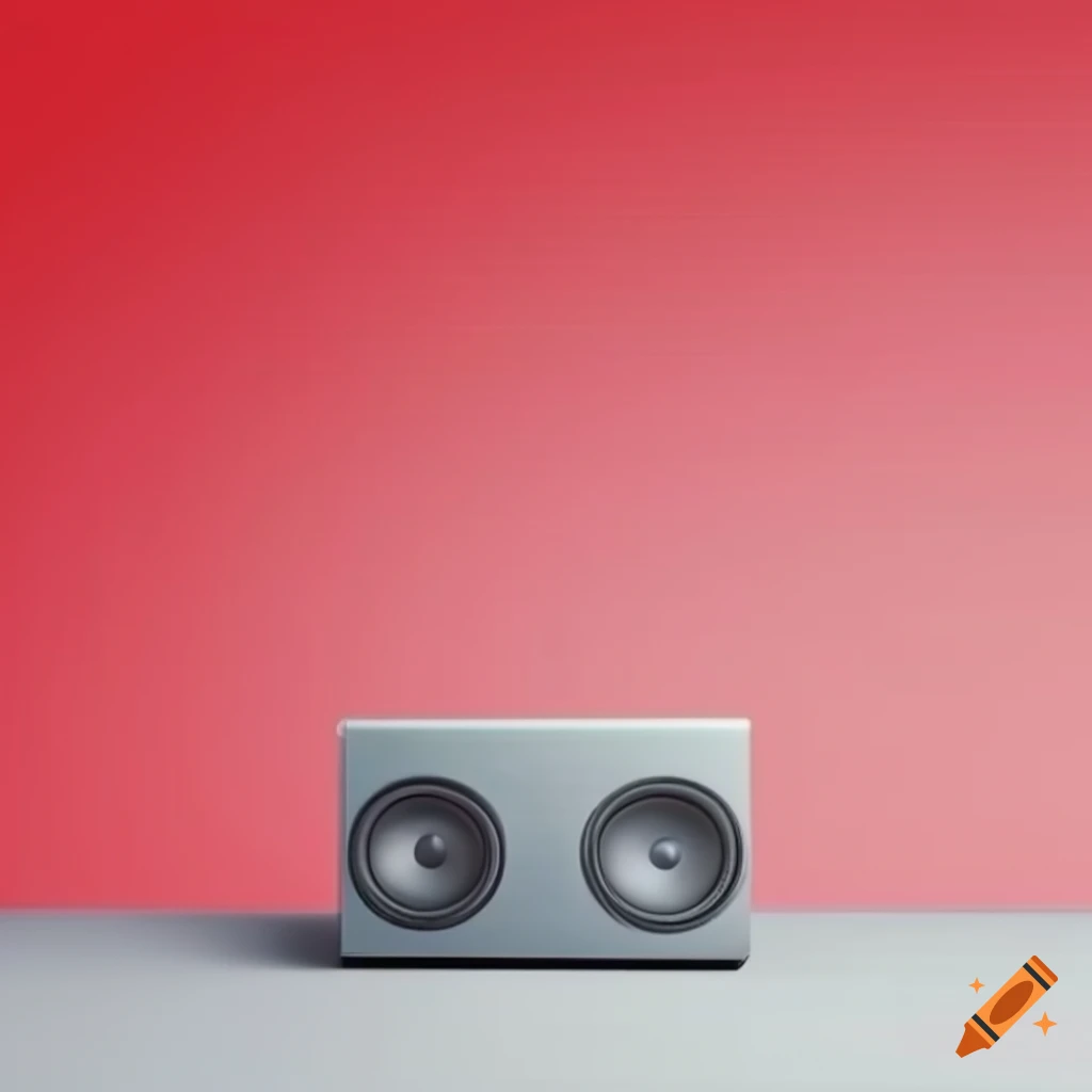 Smooth, minimalistic, grey and red, speaker system, music notes, empty ...