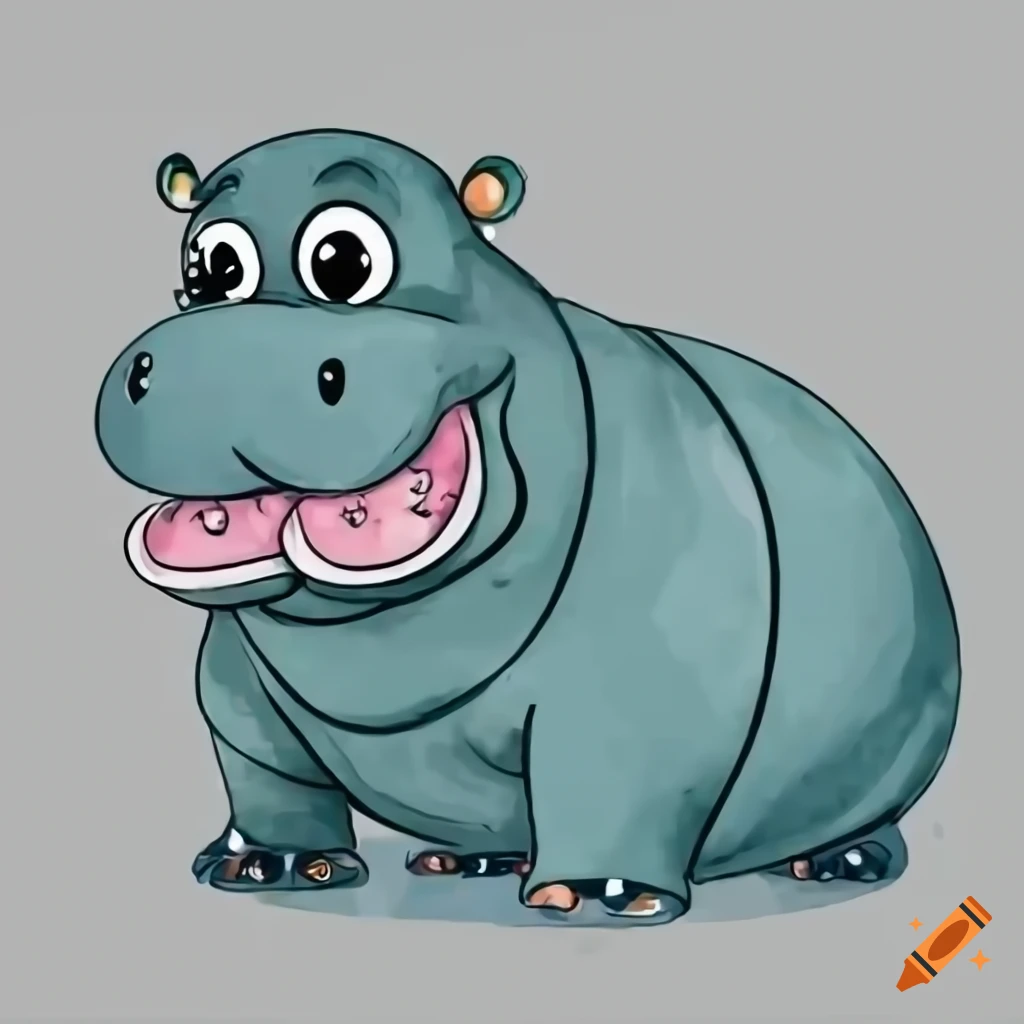 Premium Vector | Vector illustration of a cute hippo drawing for kids  colouring page
