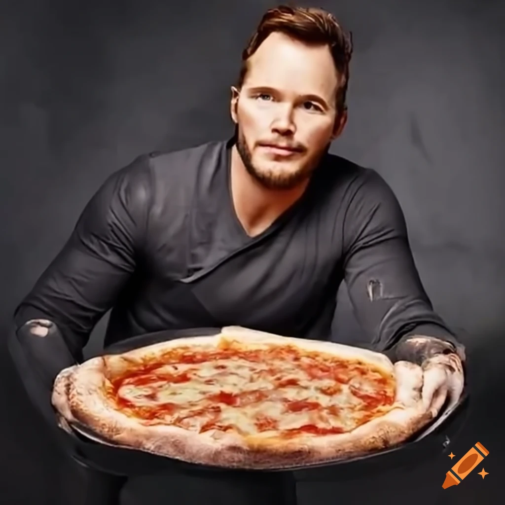 Italian Chris Pratt holding pizza on Craiyon