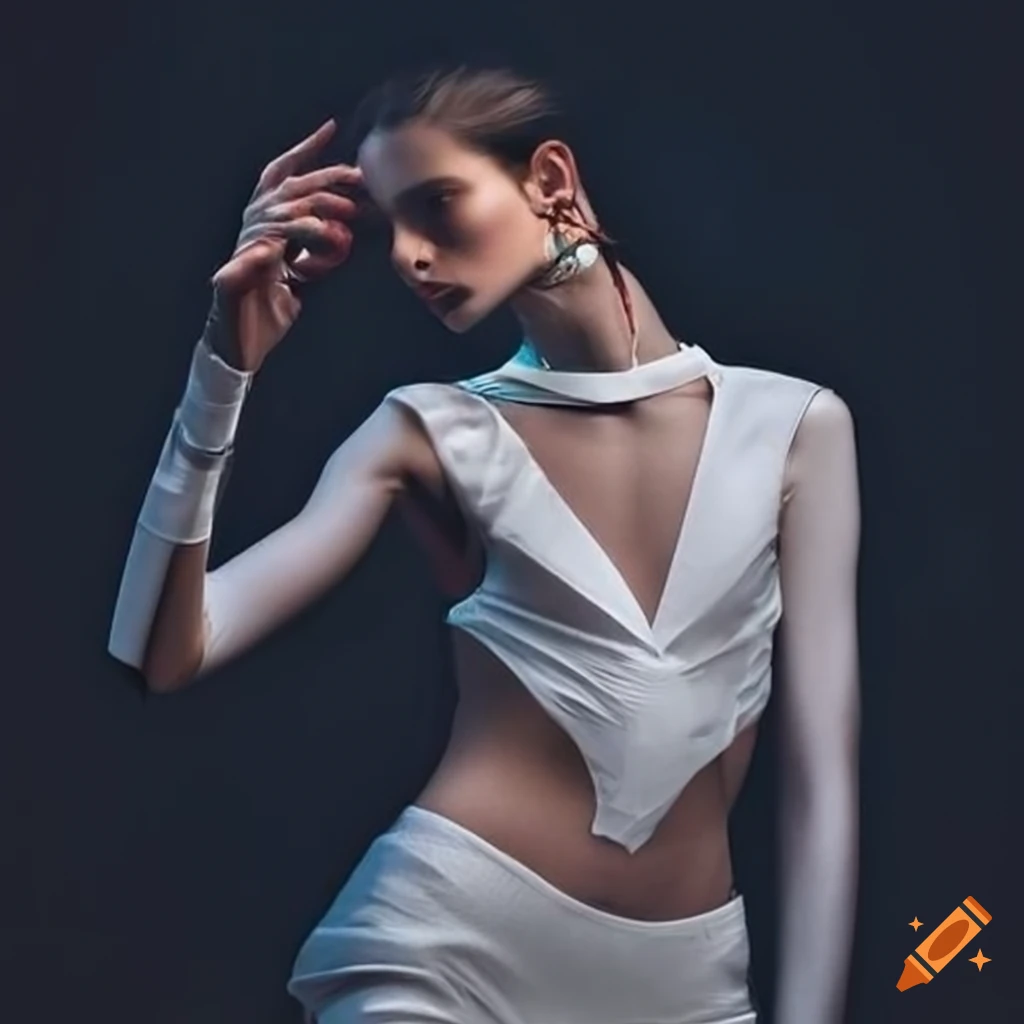Highly detailed futuristic fashion for space travel, white, clean garments  science fiction
