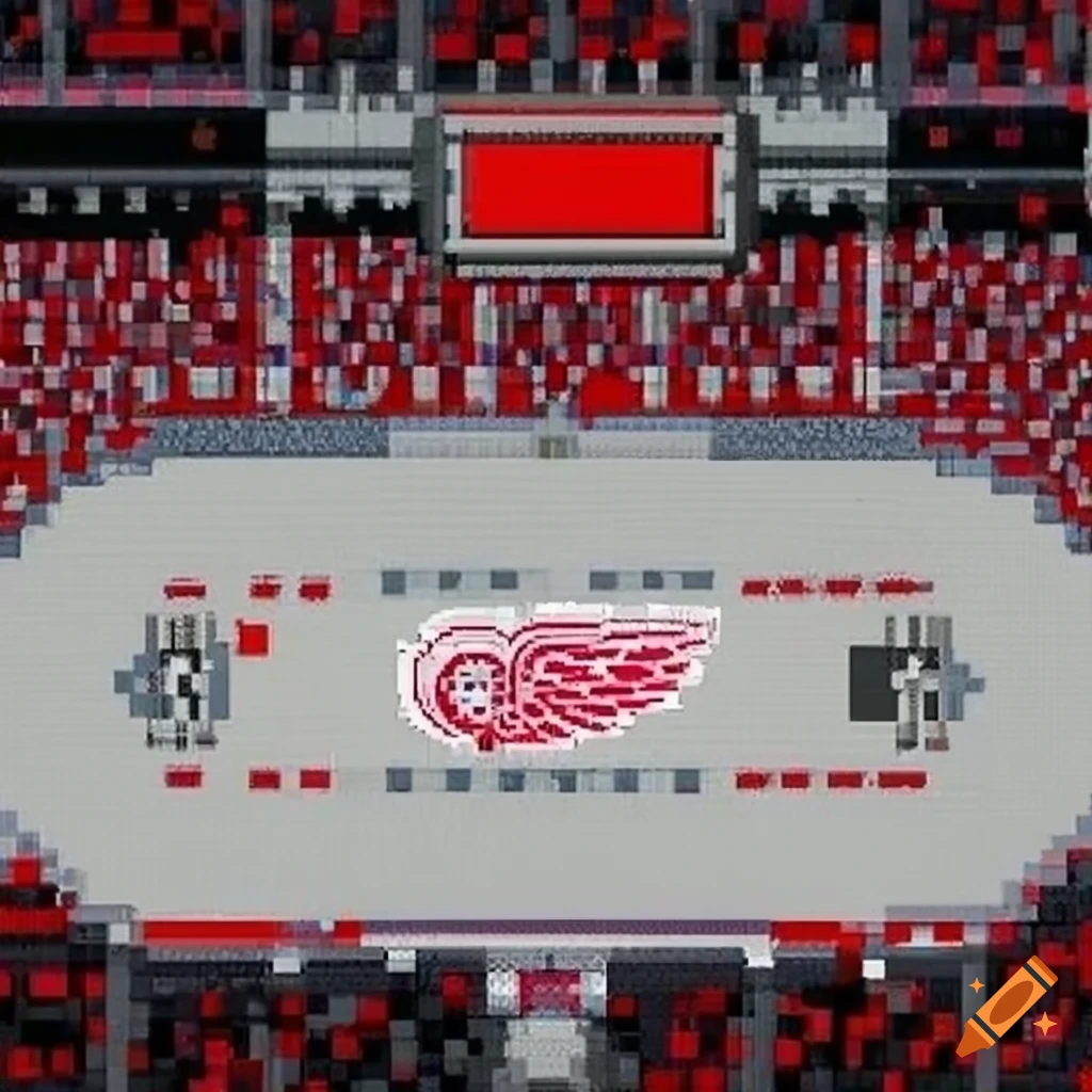 Joe louis arena, detroit red wings game, sega genesis pixel art