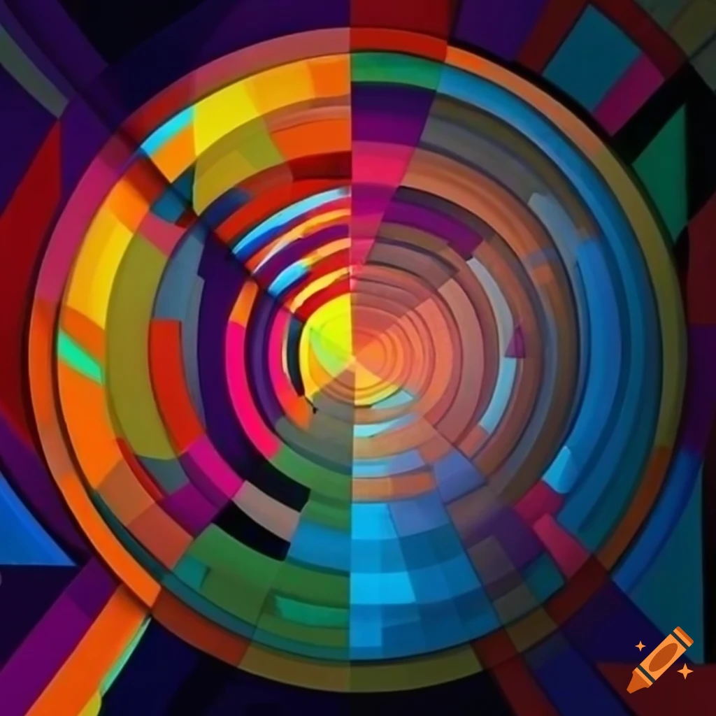 Abstract geometric artwork with vibrant colors and dynamic patterns on ...