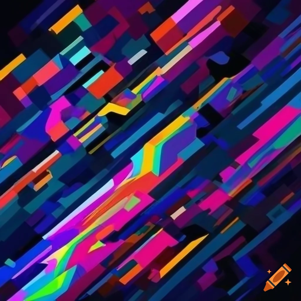 Abstract geometric artwork with vibrant colors and dynamic patterns ...