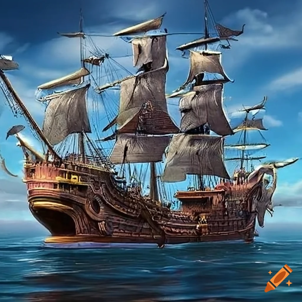 Detailed pirate ships on Craiyon