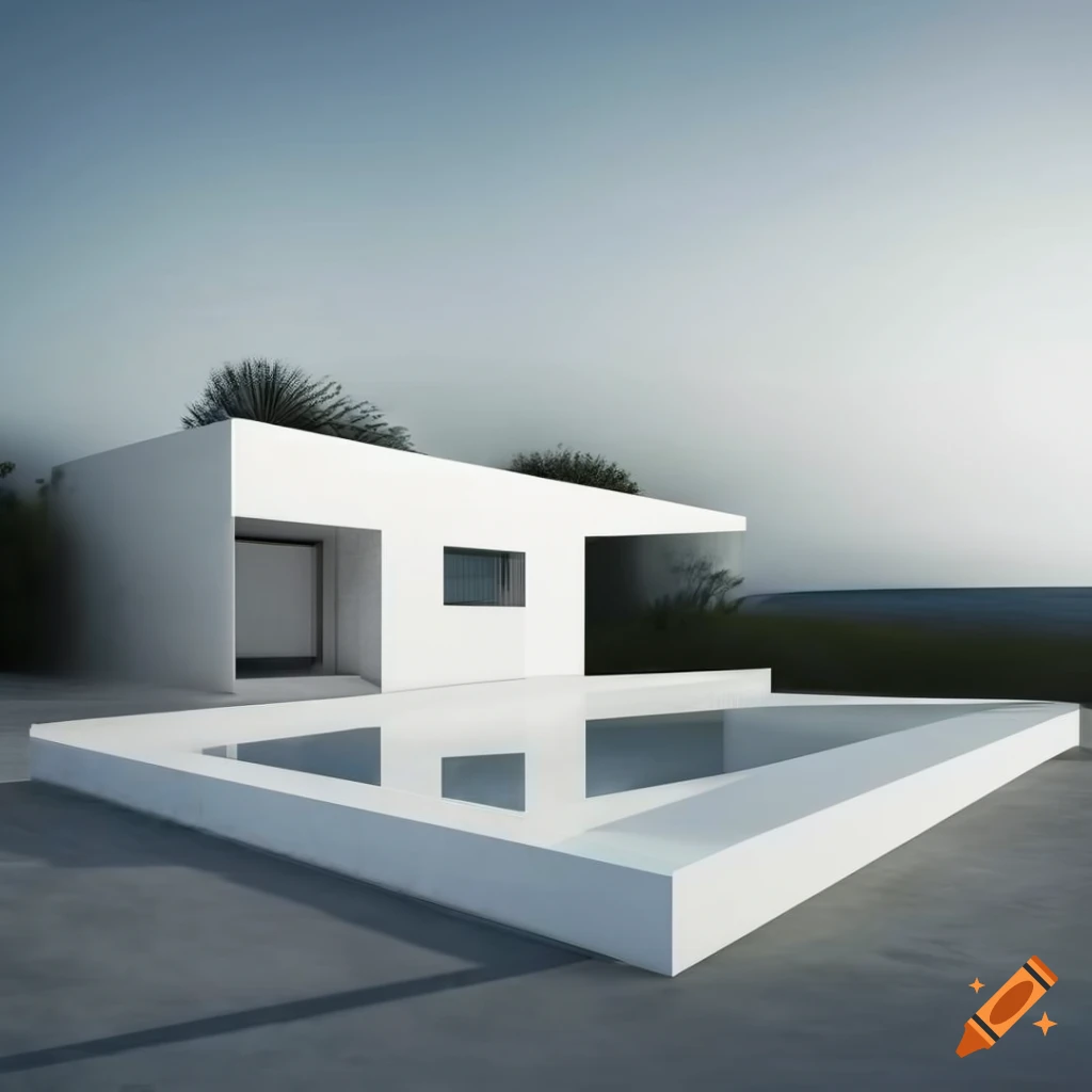 Minimalist white concrete house concept on Craiyon